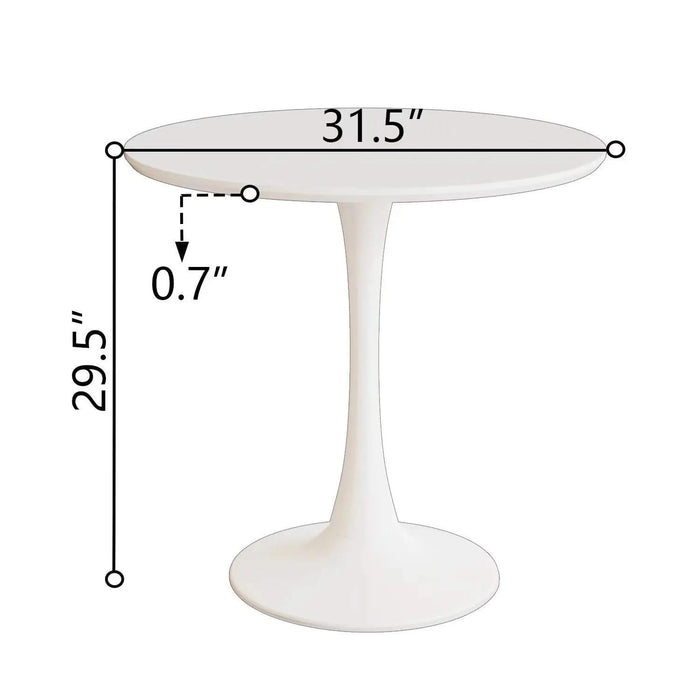 Mid-Century White Round Dining Table with MDF Table Top & Pedestal Base for 2-4 People Default -DTYStore