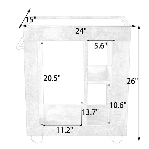 Mid-century modern style movable side cabinet for sofa, household brown trolley storage locker and shelf for living room. Default -DTYStore