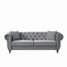 Mid Century Modern Chesterfield Velvet Upholstery Fabric Sofa with Roll Armrest & Nailhead, Grey, 87 Inches Default -DTYStore