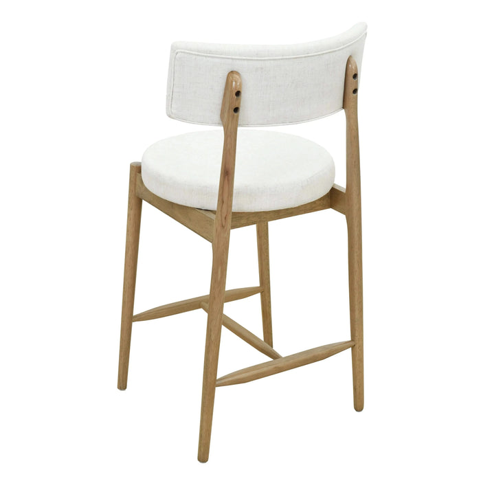 Mid Century Modern Counter Stools Set of 2 Natural Beige Fabric Upholstered Chairs Default -DTYStore