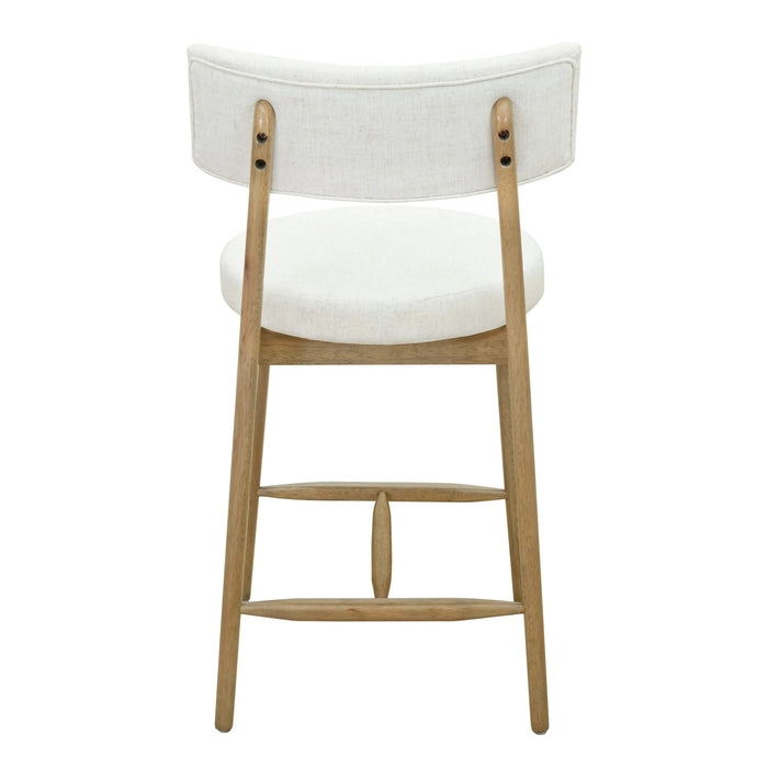 Mid Century Modern Counter Stools Set of 2 Natural Beige Fabric Upholstered Chairs Default -DTYStore