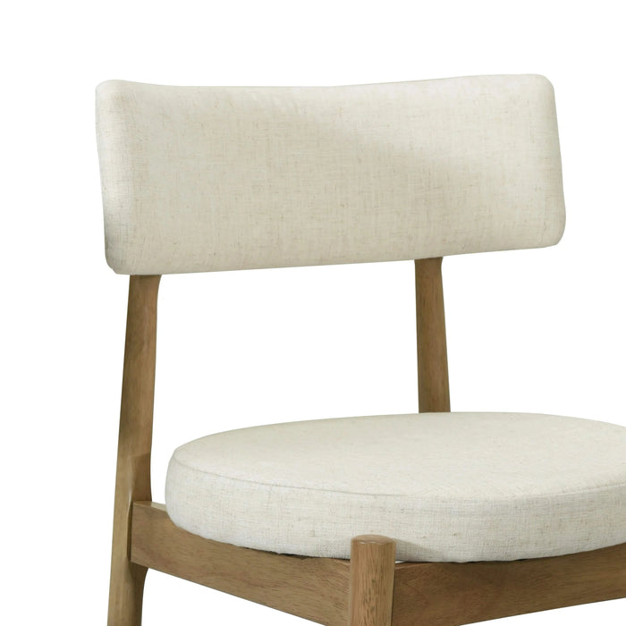 Mid Century Modern Counter Stools Set of 2 Natural Beige Fabric Upholstered Chairs Default -DTYStore