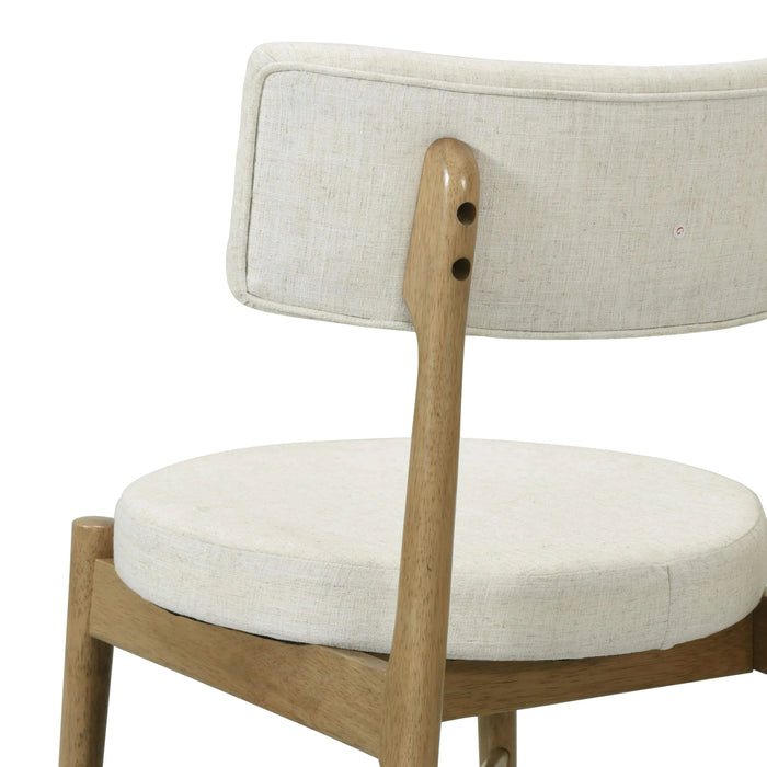 Mid Century Modern Counter Stools Set of 2 Natural Beige Fabric Upholstered Chairs Default -DTYStore