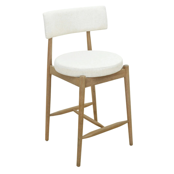 Mid Century Modern Counter Stools Set of 2 Natural Beige Fabric Upholstered Chairs Default -DTYStore