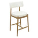 Mid Century Modern Counter Stools Set of 2 Natural Beige Fabric Upholstered Chairs Default -DTYStore