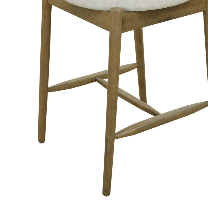 Mid Century Modern Counter Stools Set of 2 Natural Beige Fabric Upholstered Chairs Default -DTYStore