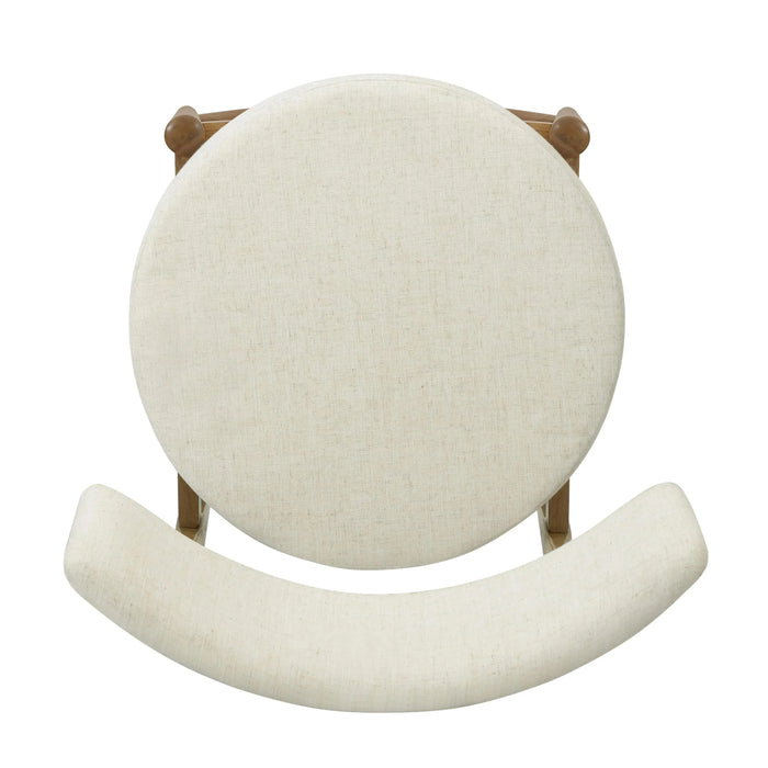 Mid Century Modern Counter Stools Set of 2 Natural Beige Fabric Upholstered Chairs Default -DTYStore