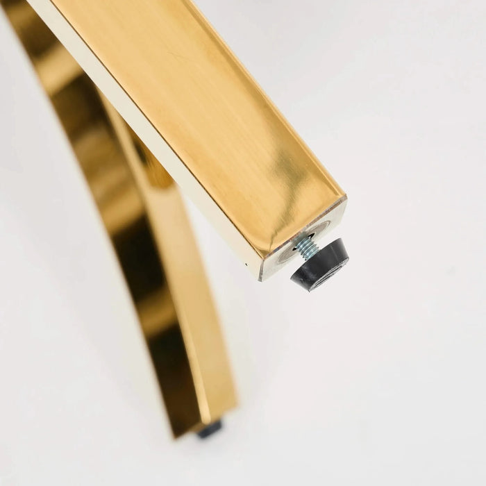 Mid Century Modern Dining Chairs Set of 2, Farmhouse Chenille Fabric Upholstered Accent Chair Curved Backrest with Copper Nails around,Kitchen Chairs with Golden Stainless Steel Plating Legs, Beige Default -DTYStore