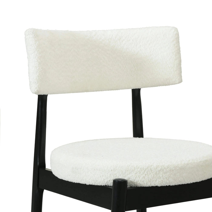 Mid Century Modern Dining Chairs with Unique Open Back and Upholstered Curved Backrest in Black and Beige Boucle Default -DTYStore