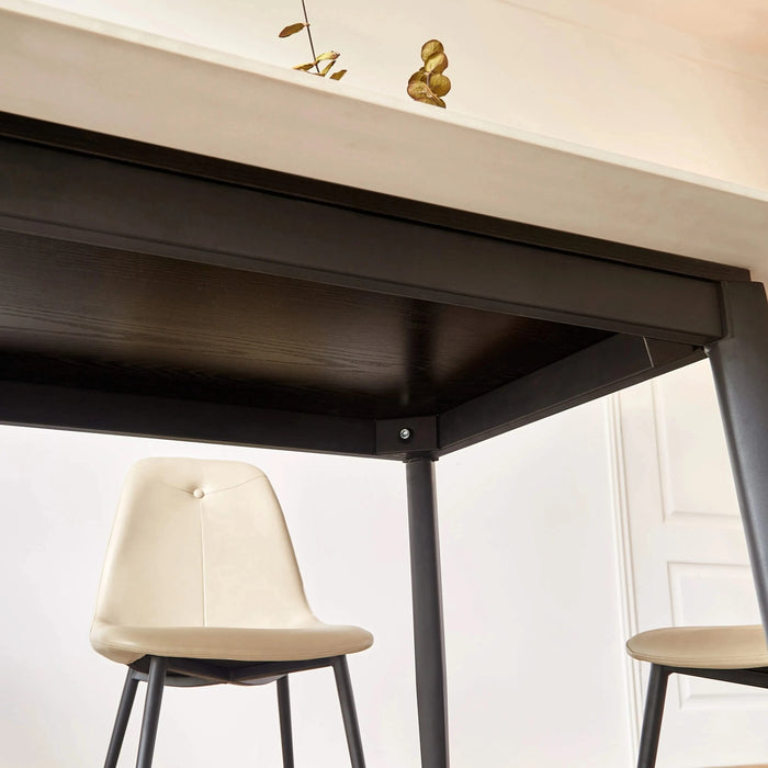 Mid Century Modern Dining Table 55 Inch Round White Sintered Stone Top Heavy Duty Metal Legs Waterproof Surface for Kitchen Dining Room or Office Furniture Default -DTYStore