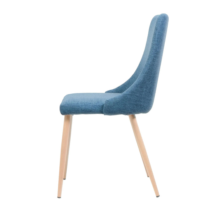 Mid Century Modern Fabric Armless Dining Chairs, Set of 2, Blue and Light Walnut Default -DTYStore