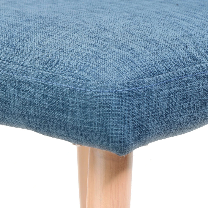 Mid Century Modern Fabric Armless Dining Chairs, Set of 2, Blue and Light Walnut Default -DTYStore