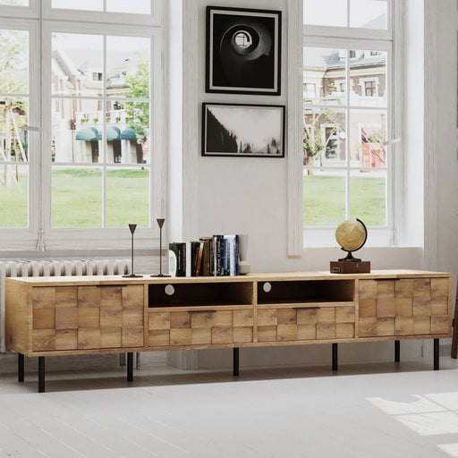 Mid Century TV Stand with 2 Drawers, Media Console Table for TVs up to 85'', Entertainment Center with Storage for Living room, Bedroom, Home Theatre - DTY Store