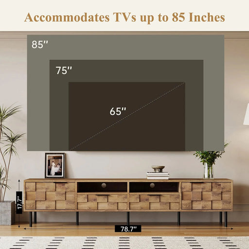 Mid Century TV Stand with 2 Drawers, Media Console Table for TVs up to 85'', Entertainment Center with Storage for Living room, Bedroom, Home Theatre - DTY Store