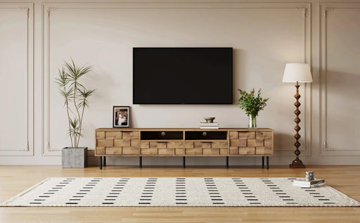 Mid Century TV Stand with 2 Drawers, Media Console Table for TVs up to 85'', Entertainment Center with Storage for Living room, Bedroom, Home Theatre Default -DTYStore