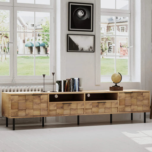 Mid Century TV Stand with 2 Drawers, Media Console Table for TVs up to 85'', Entertainment Center with Storage for Living room, Bedroom, Home Theatre Default -DTYStore