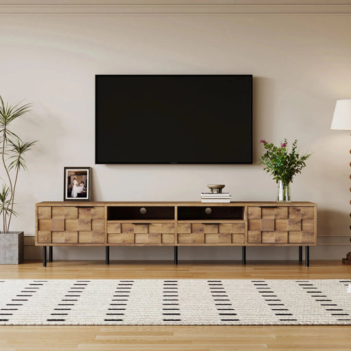Mid Century TV Stand with 2 Drawers, Media Console Table for TVs up to 85'', Entertainment Center with Storage for Living room, Bedroom, Home Theatre - DTY Store