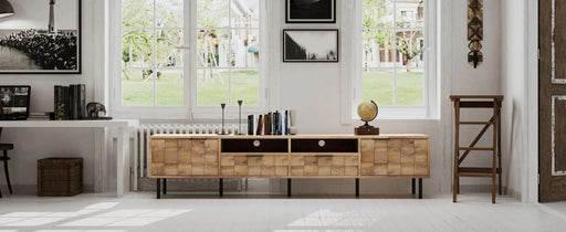 Mid Century TV Stand with 2 Drawers, Media Console Table for TVs up to 85'', Entertainment Center with Storage for Living room, Bedroom, Home Theatre - DTY Store