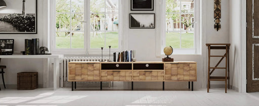 Mid Century TV Stand with 2 Drawers, Media Console Table for TVs up to 85'', Entertainment Center with Storage for Living room, Bedroom, Home Theatre Default -DTYStore