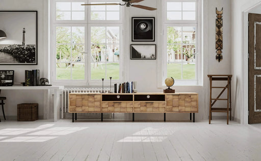 Mid Century TV Stand with 2 Drawers, Media Console Table for TVs up to 85'', Entertainment Center with Storage for Living room, Bedroom, Home Theatre Default -DTYStore