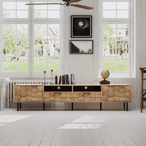 Mid Century TV Stand with 2 Drawers, Media Console Table for TVs up to 85'', Entertainment Center with Storage for Living room, Bedroom, Home Theatre Default -DTYStore