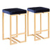 Midas 26' Contemporary-Glam Counter Stool in Gold with Blue Velvet Cushion by LumiSource - Set of 2 Default -DTYStore