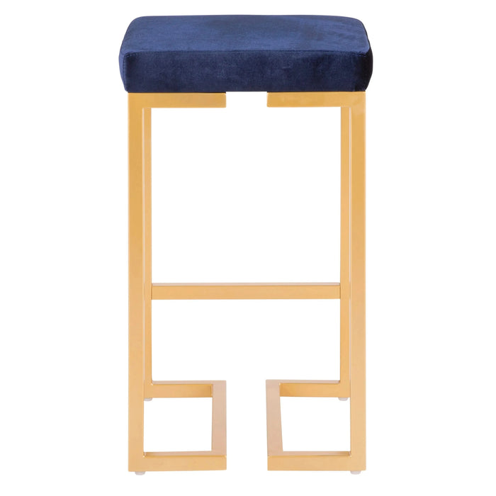 Midas 26' Contemporary-Glam Counter Stool in Gold with Blue Velvet Cushion by LumiSource - Set of 2 Default -DTYStore