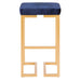 Midas 26' Contemporary-Glam Counter Stool in Gold with Blue Velvet Cushion by LumiSource - Set of 2 Default -DTYStore