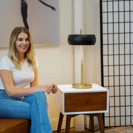 Minimalist Wooden Table Lamp Dimmable Black Outer White Inner Flux Lamp 110-120V Default -DTYStore