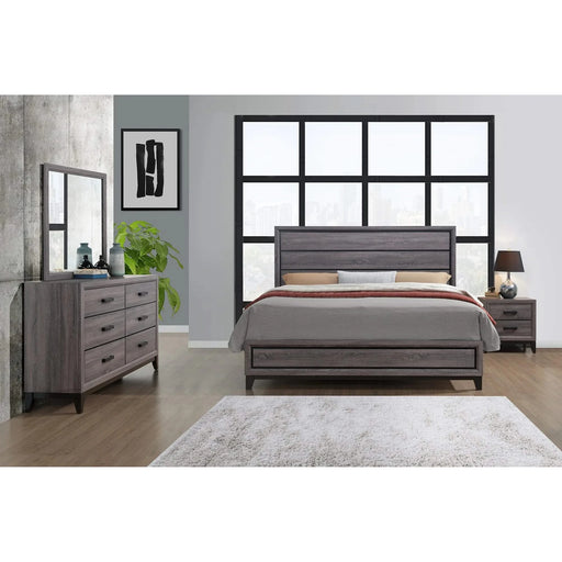 Mirage Contemporary Queen Bedroom Set with Panel Headboard in Grey Rubber Wood Default -DTYStore