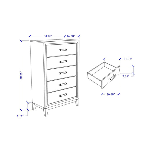 Mirage Grey 5PC Full Bedroom Set with Panel Style Headboard in Black and Gray Rubber Wood Default -DTYStore