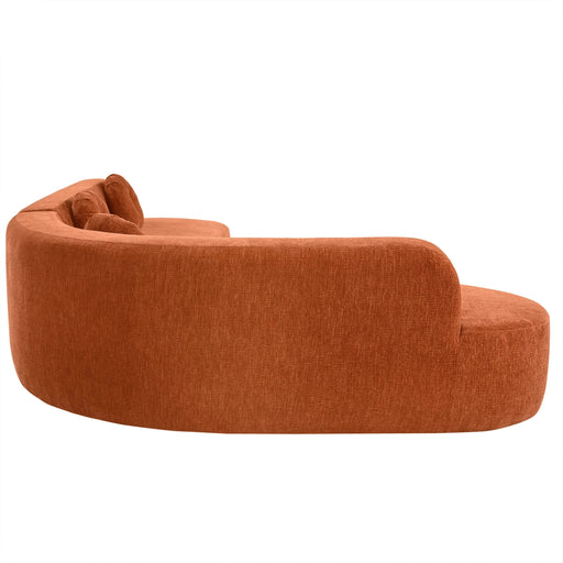 Mirod 122'' Extra Large Sectional Sofa Soft Fabric Upholstery, Elegant Curved Design with Three Round Cushions , High-Resilience Foam for Ultimate Comfort Default -DTYStore