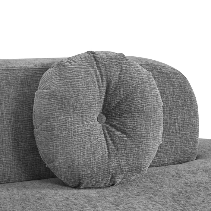 Mirod 122'' Extra Large Sectional Sofa Soft Fabric Upholstery, Elegant Curved Design with Three Round Cushions , High-Resilience Foam for Ultimate Comfort Default -DTYStore