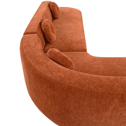 Mirod 122'' Extra Large Sectional Sofa Soft Fabric Upholstery, Elegant Curved Design with Three Round Cushions , High-Resilience Foam for Ultimate Comfort Default -DTYStore