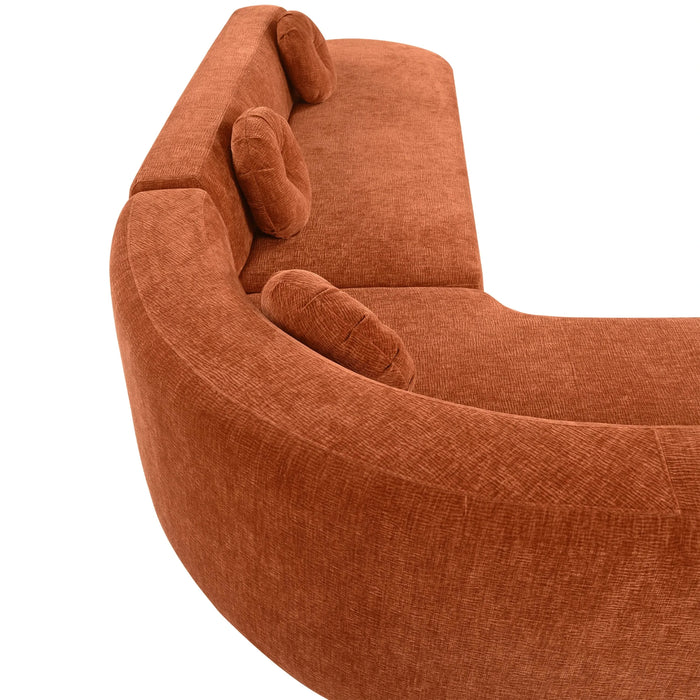 Mirod 122'' Extra Large Sectional Sofa Soft Fabric Upholstery, Elegant Curved Design with Three Round Cushions , High-Resilience Foam for Ultimate Comfort Default -DTYStore