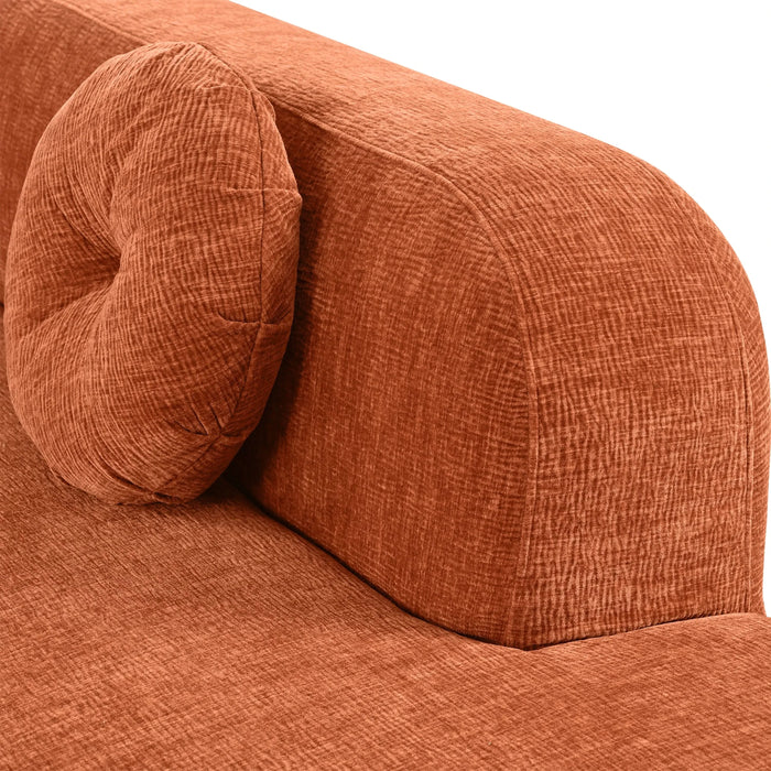 Mirod 122'' Extra Large Sectional Sofa Soft Fabric Upholstery, Elegant Curved Design with Three Round Cushions , High-Resilience Foam for Ultimate Comfort Default -DTYStore