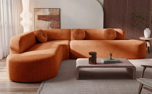 Mirod 122'' Extra Large Sectional Sofa Soft Fabric Upholstery, Elegant Curved Design with Three Round Cushions , High-Resilience Foam for Ultimate Comfort Default -DTYStore