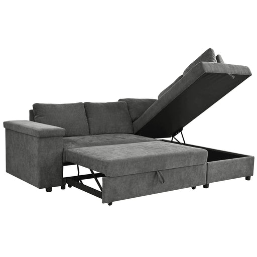 Mirod 91.5-Inch L Shaped Couch with Pull Out Bed and Storage Sectional Sleeper Sofa with Hidden Storage , Wide Armrest with storage,for Living Room, Apartment, Bedroom, Office Default -DTYStore