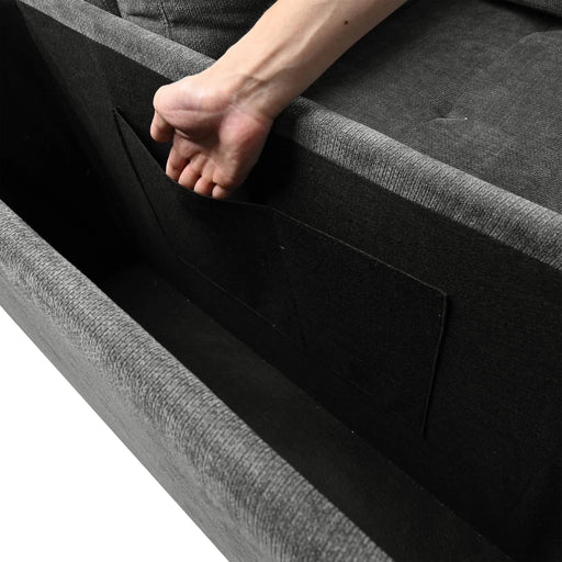 Mirod 91.5-Inch L Shaped Couch with Pull Out Bed and Storage Sectional Sleeper Sofa with Hidden Storage , Wide Armrest with storage,for Living Room, Apartment, Bedroom, Office Default -DTYStore