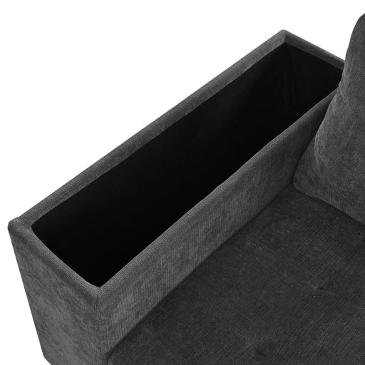 Mirod 91.5-Inch L Shaped Couch with Pull Out Bed and Storage Sectional Sleeper Sofa with Hidden Storage , Wide Armrest with storage,for Living Room, Apartment, Bedroom, Office Default -DTYStore