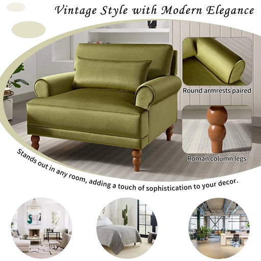 Mirod Elegant Circular Armrests, Ergonomic Lumbar Support, Vintage Roman Column Legs, Luxurious Large Size, Enhances Living Room Aesthetics, for Living room,Bedroom and study Default -DTYStore