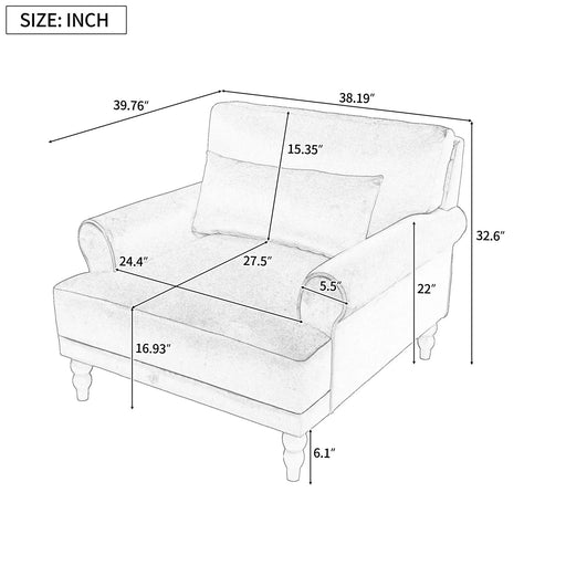 Mirod Elegant Circular Armrests, Ergonomic Lumbar Support, Vintage Roman Column Legs, Luxurious Large Size, Enhances Living Room Aesthetics, for Living room,Bedroom and study Default -DTYStore