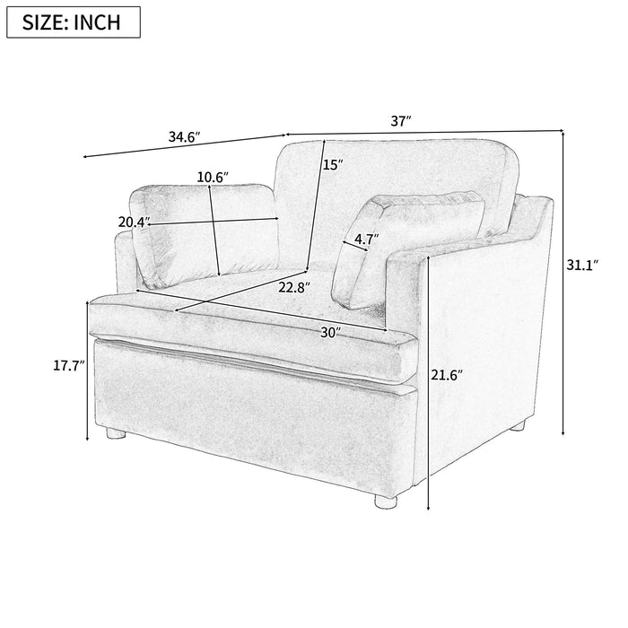 Mirod Oversized Accent Chair - Comfortable Armrest Cushions, Versatile Neutral Style, Elegant Design, Durable Frame Default -DTYStore