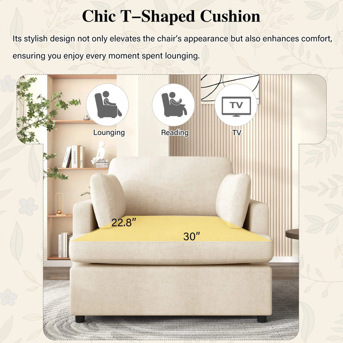 Mirod Oversized Accent Chair - Comfortable Armrest Cushions, Versatile Neutral Style, Elegant Design, Durable Frame Default -DTYStore