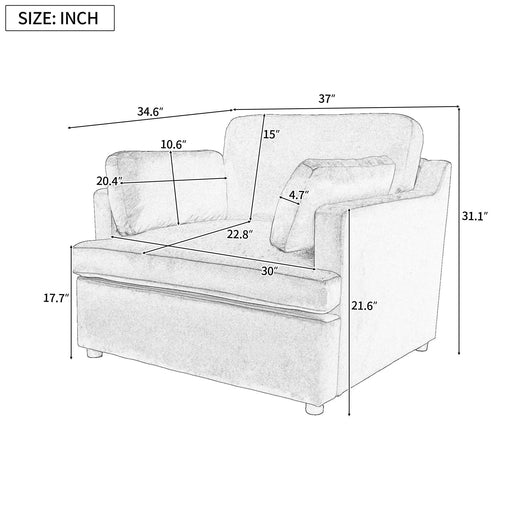 Mirod Oversized Accent Chair - Comfortable Armrest Cushions, Versatile Neutral Style, Elegant Design, Durable Frame Default -DTYStore