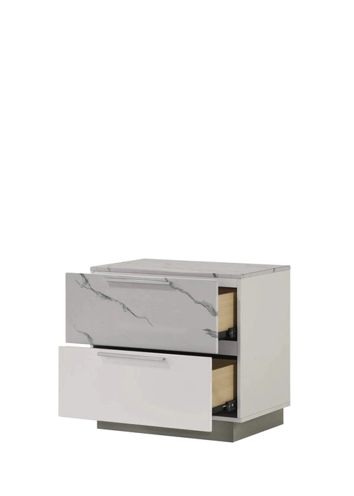 Mist Queen 5-Piece Set – Two-Tone High-Gloss Marble & Lacquer Finish with LED Lighting, Spacious Velvet-Lined Storage White Default -DTYStore