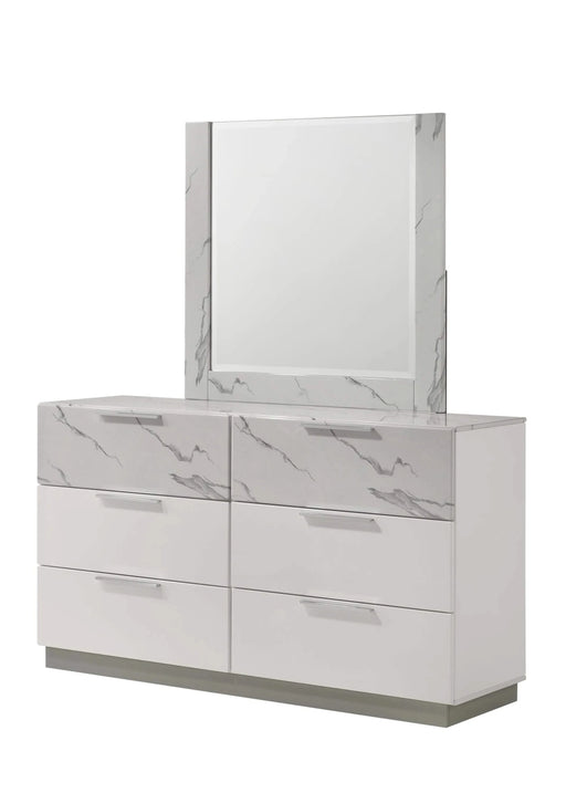 Mist Queen 5-Piece Set – Two-Tone High-Gloss Marble & Lacquer Finish with LED Lighting, Spacious Velvet-Lined Storage White Default -DTYStore