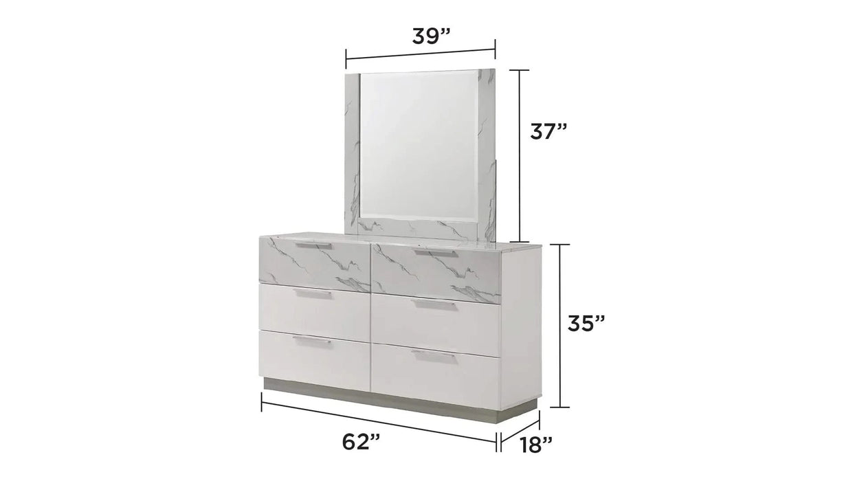 Mist Queen 5-Piece Set – Two-Tone High-Gloss Marble & Lacquer Finish with LED Lighting, Spacious Velvet-Lined Storage White Default -DTYStore