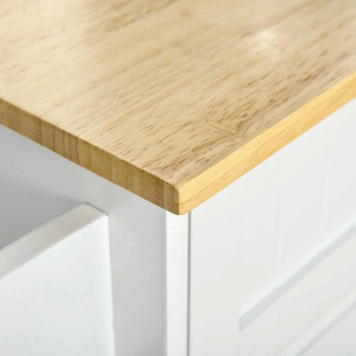 Mobile Kitchen Island with Storage, Kitchen Cart with Wood Top, Storage Drawers, 3-door Cabinets, Adjustable Shelves and Towel Rack, White Default -DTYStore