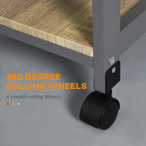 Mobile Rolling Kitchen Island Trolley Serving Cart with Underneath Drawer & Slide-Out Wire Storage Basket, Grey Default -DTYStore